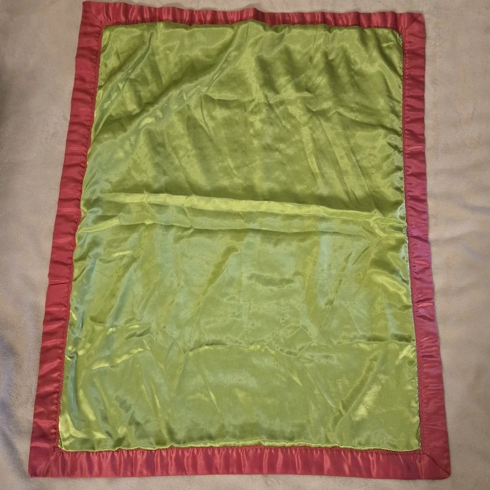 Handmade Whale Baby Blanket Satin Back Fleece Pink Green Security Blanket 28x35
